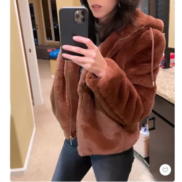 Rachel Zoe | Rust brown Teddy faux fur‎ jacket | Size Medium Women's - Picture 1 of 16